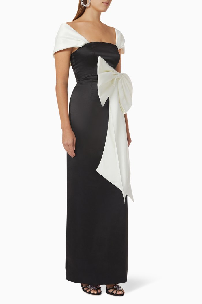 

Two-tone Bow Gown in Mikado-satin, Black
