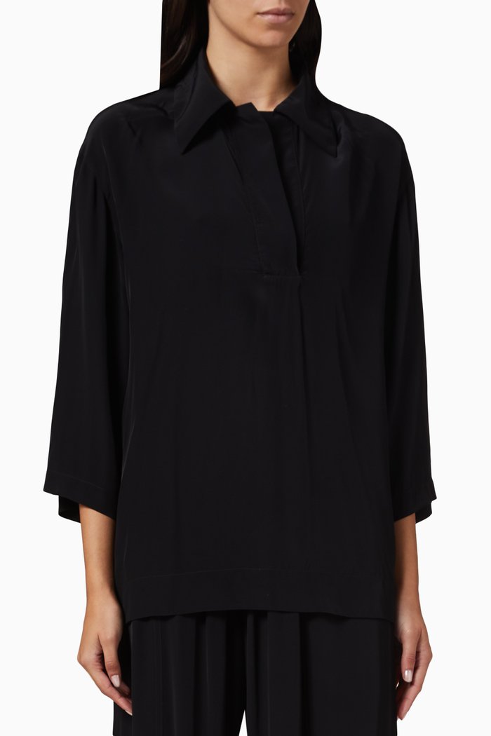 Mackenzie Sport Shirt in Fluid Viscose, Black