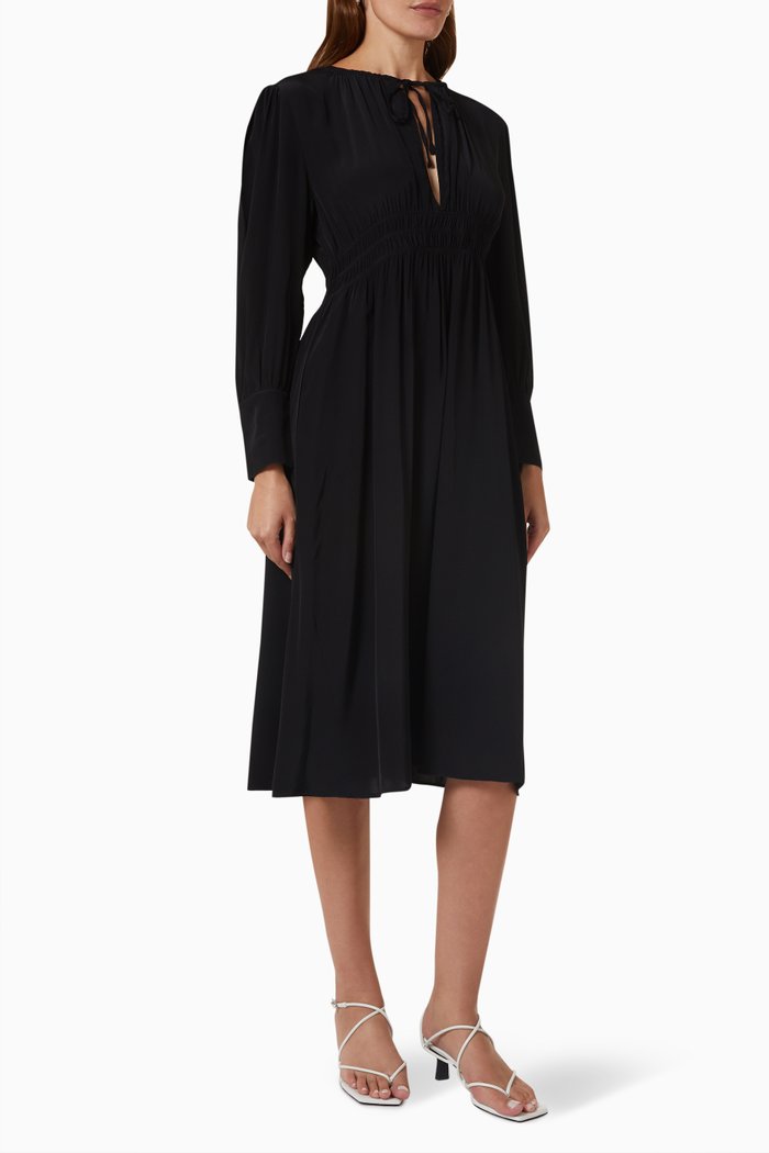 Tammy Gather Dress in Viscose, Black