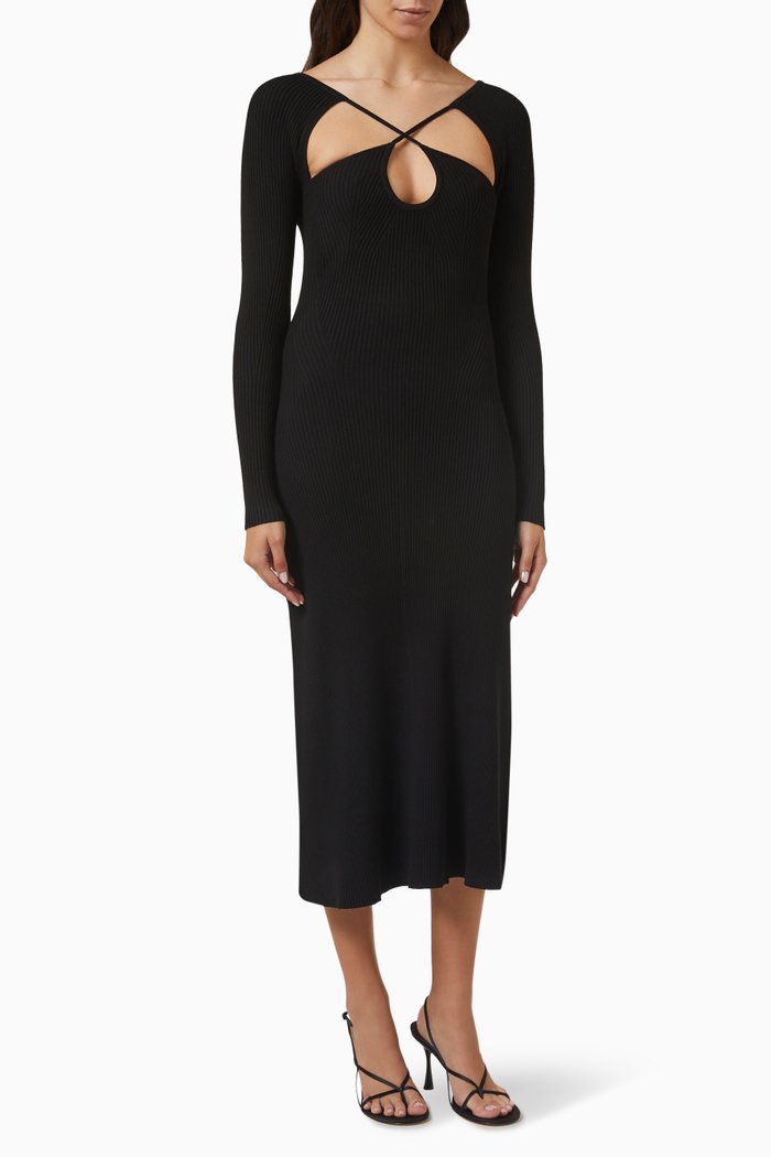 

Miyah Cut-out Dress in Viscose-blend, Black