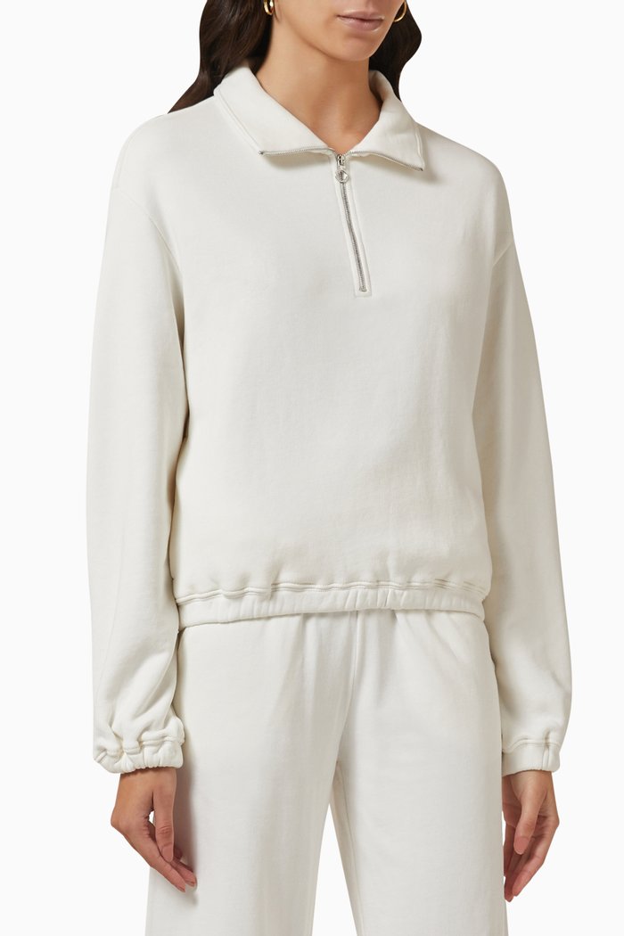 

Skylar Zipped Sweatshirt in Organic Cotton, White