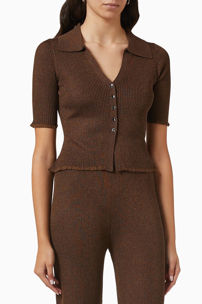 

Carolina Shirt in Ribbed Knit, Brown