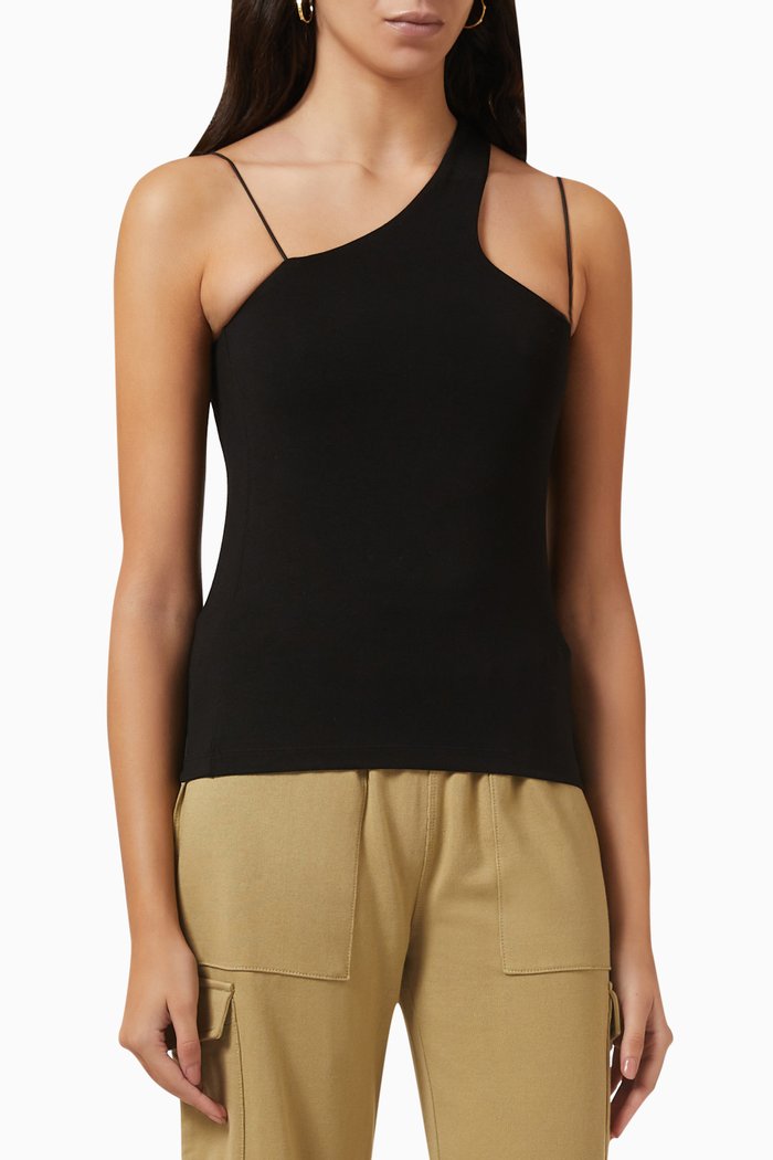 

Brooklyn One-shoulder Strap Top in Stretch Tencel™, Black