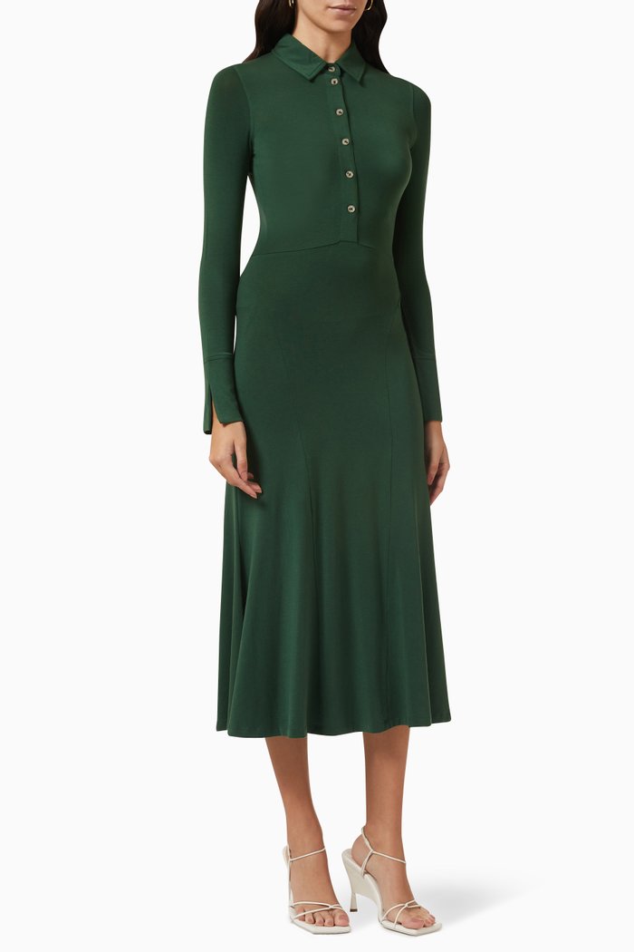 

Melody Midi Shirt Dress in Stretch Tencel™, Green