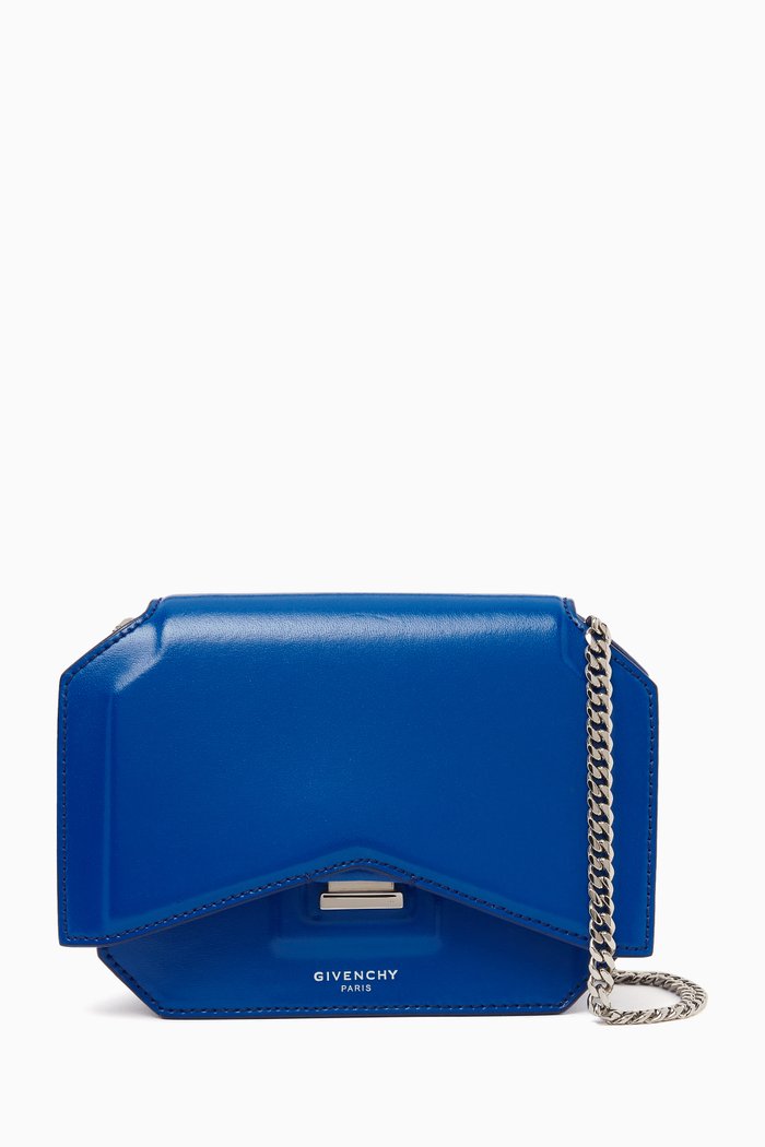 

Mini Bow-cut Crossbody Bag in Leather, Blue
