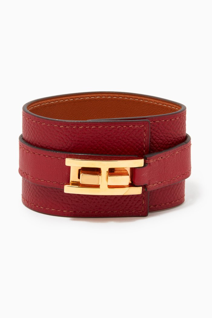 

Drag Cuff Bracelet in Leather, Burgundy