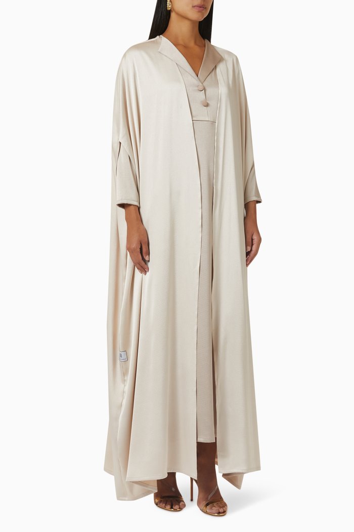 

Cape Abaya Set in Satin, Neutral