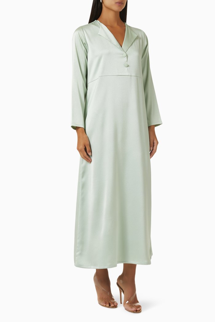 

Collared Button Midi Dress, Green