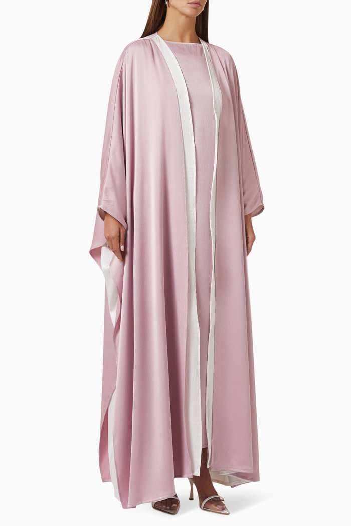 

Two-layer Abaya Set in Satin, Pink