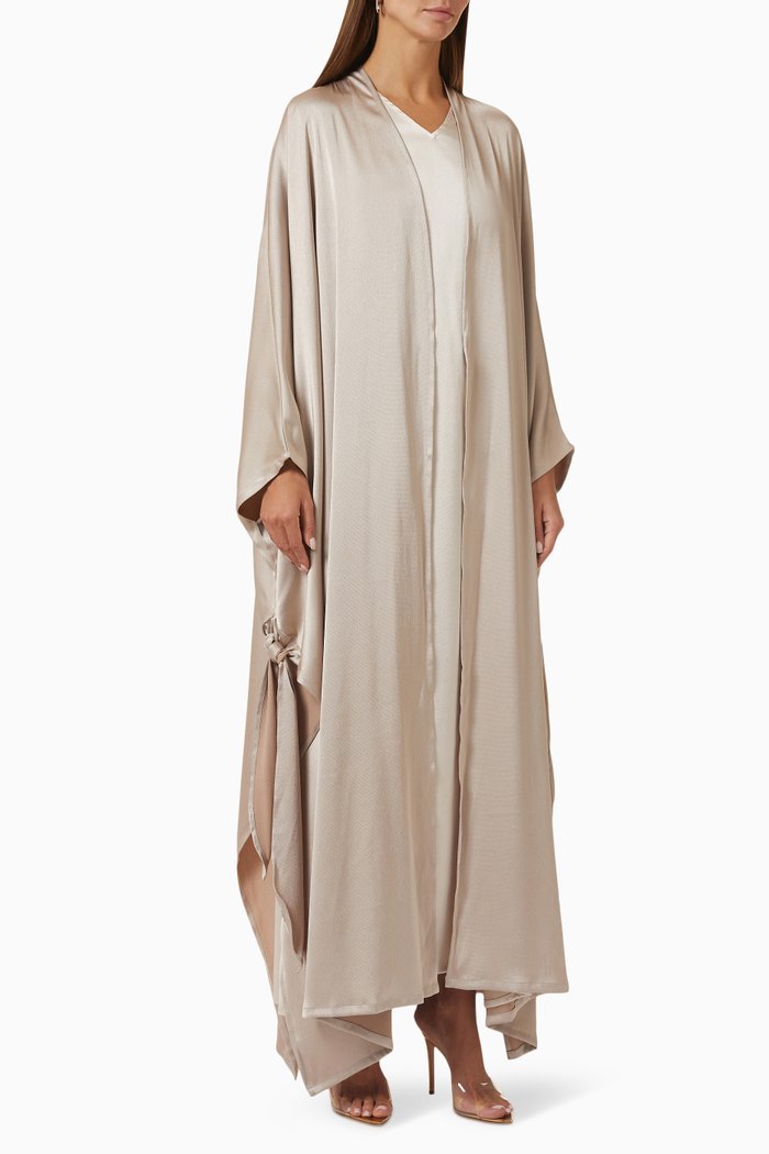 

Twist Abaya Set in Satin, Gold
