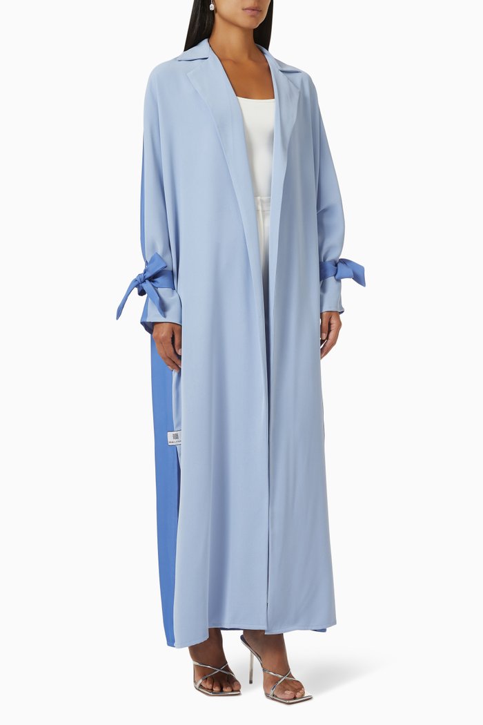 

Trench Coat Abaya in Crepe, Blue