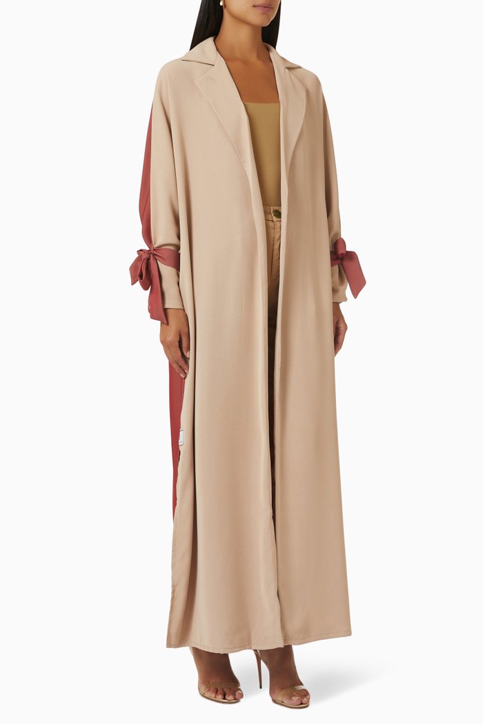 

Trench Coat Abaya in Crepe, Neutral