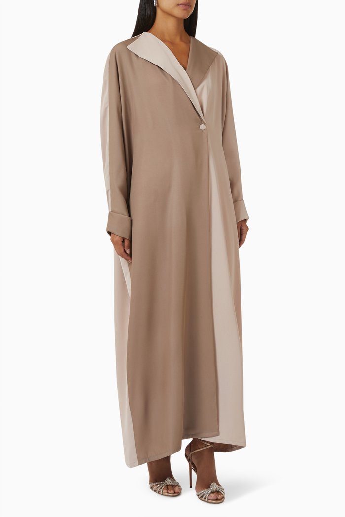 Coat-style Abaya in Crepe, Brown