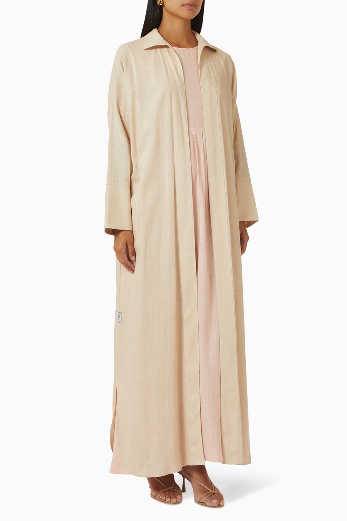 

Travel Abaya Set in Linen, Pink