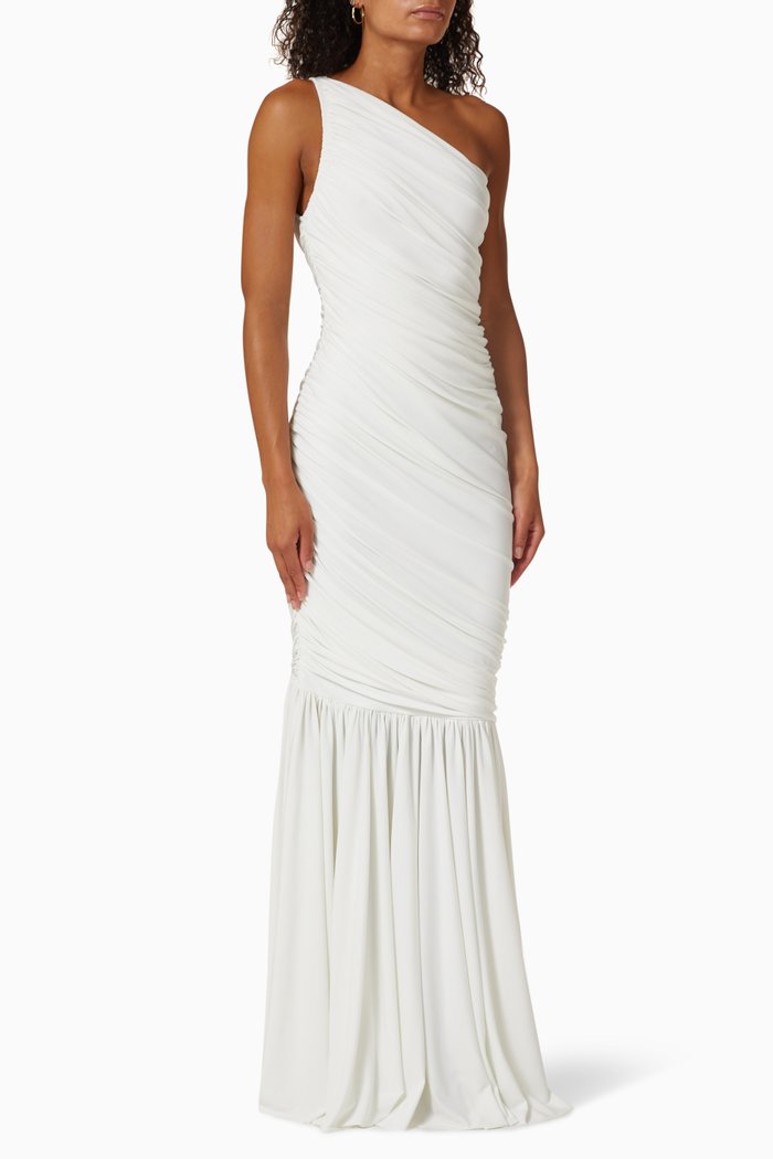 

Diana Fishtail Gown in Stretch Crepe, White