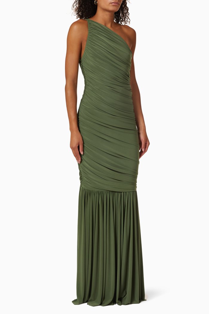 

Diana Fishtail Gown in Stretch Crepe, Green