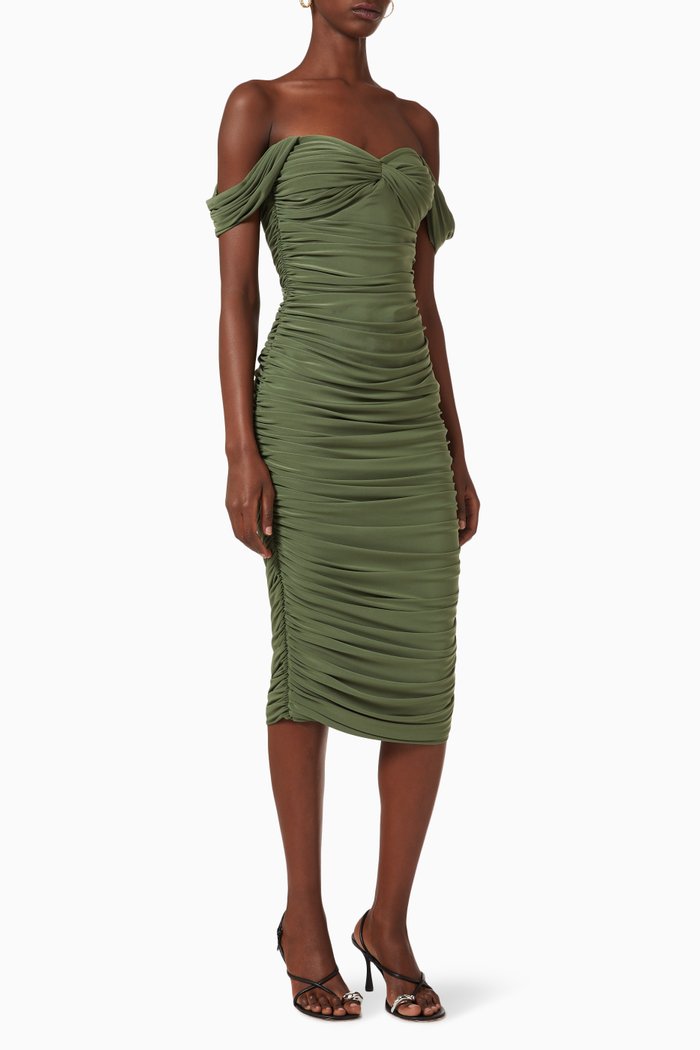 Walter Midi Dress in Poly Lycra, Green
