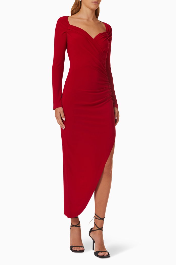 

Sweetheart Drape Gown in Stretch Crepe, Red