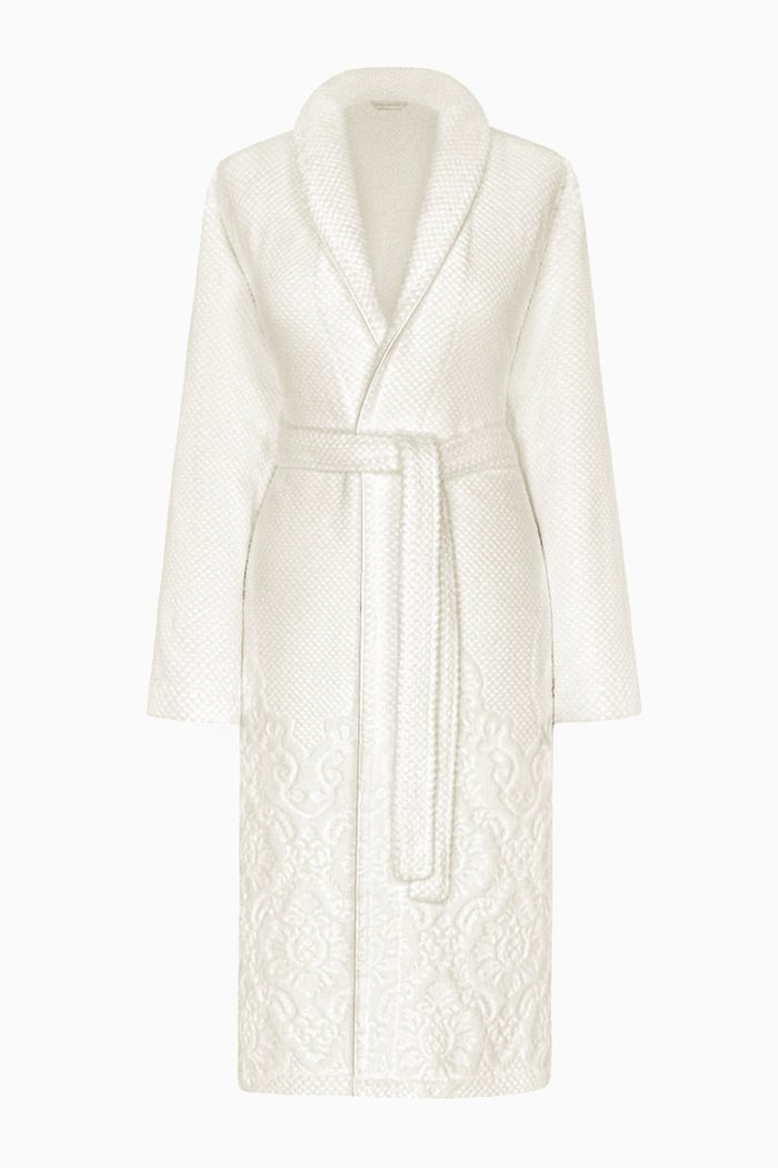 

Michelle Bathrobe in Cotton Terry Jacquard, White