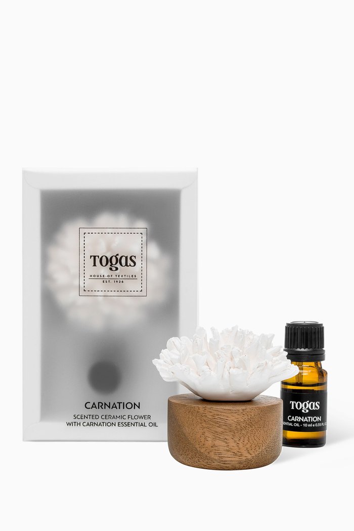 

Carnation Ceramic Sachet with Essential Oil, White