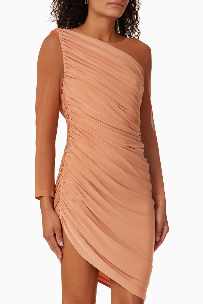 

Diana Long Sleeve Mini Dress in 4 Way Poly Lycra, Orange