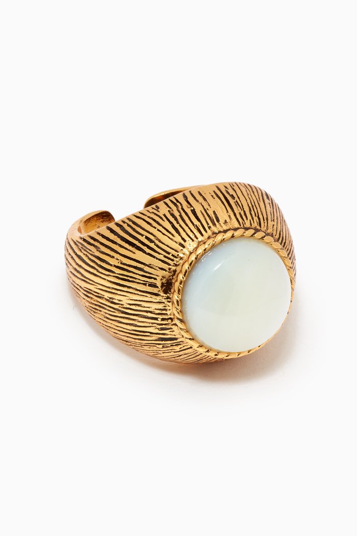 Bedly Ring in Gold-plated Brass, White