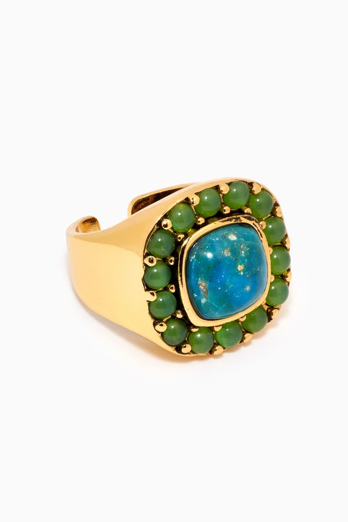 

Luvie Opaline & Jade Ring in Gold-plated Brass, Multicolour