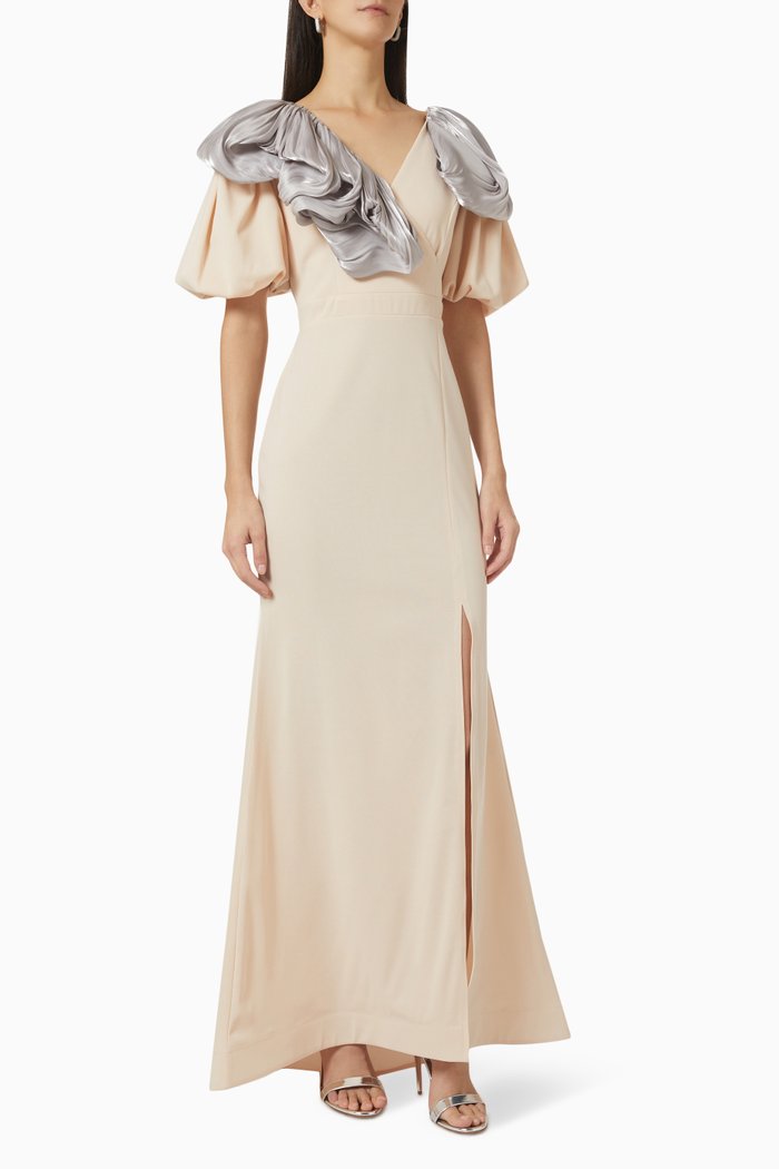 

Ruffle Maxi Dress, Neutral