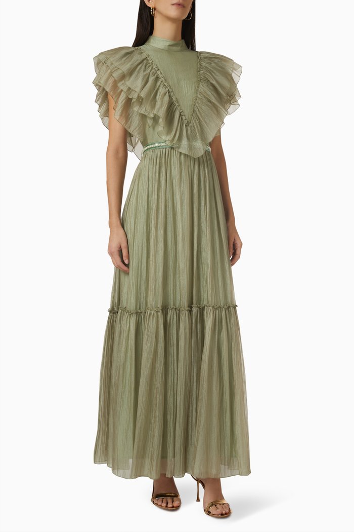 

Ruffle Maxi Dress, Green