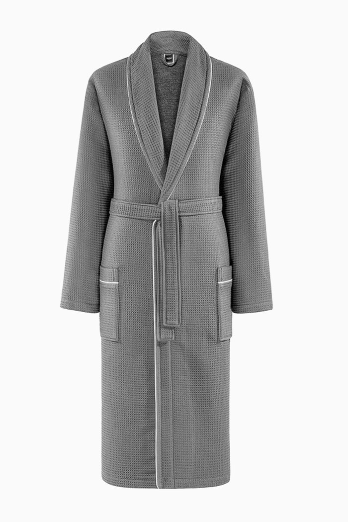 

Alan Bathrobe in Waffle Terry Fabric, Grey