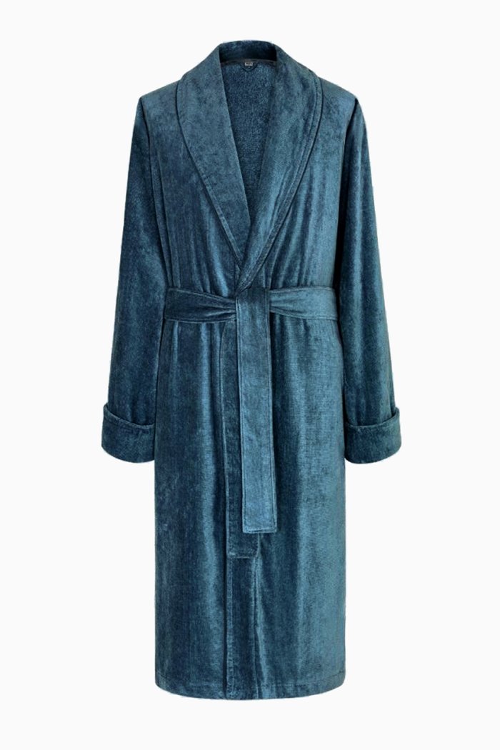 

Simon Bathrobe in Cotton Terry Velour, Blue