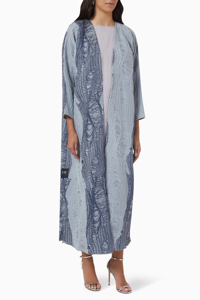 

Textured Abaya in Jacquard, Blue