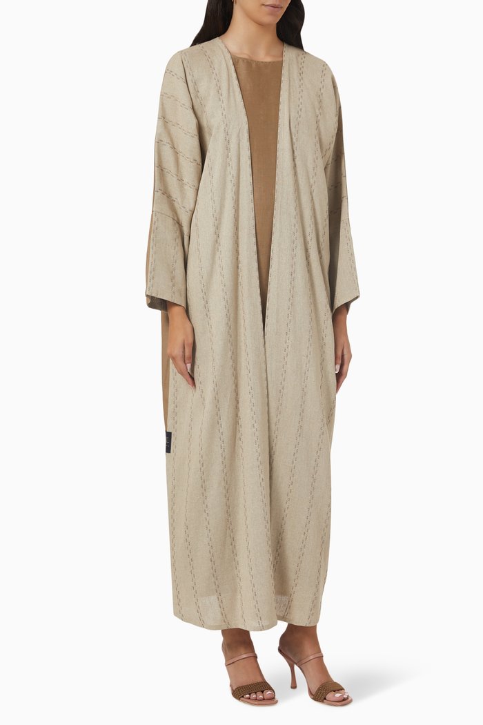 

Two-tone Abaya Set in Linen, Neutral