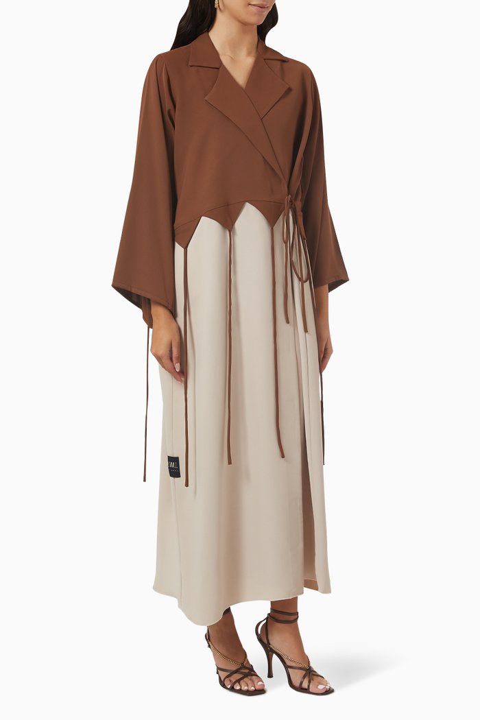 

Jacket-style Tassel Abaya, Brown