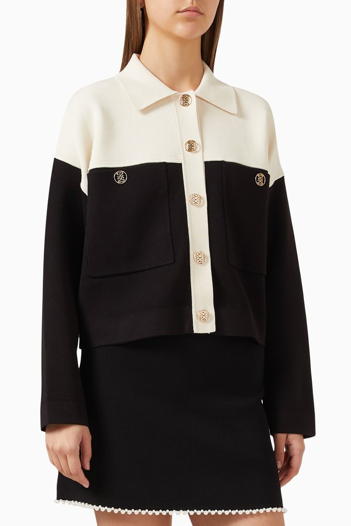 

Two-tone Cardigan in Knit, Black