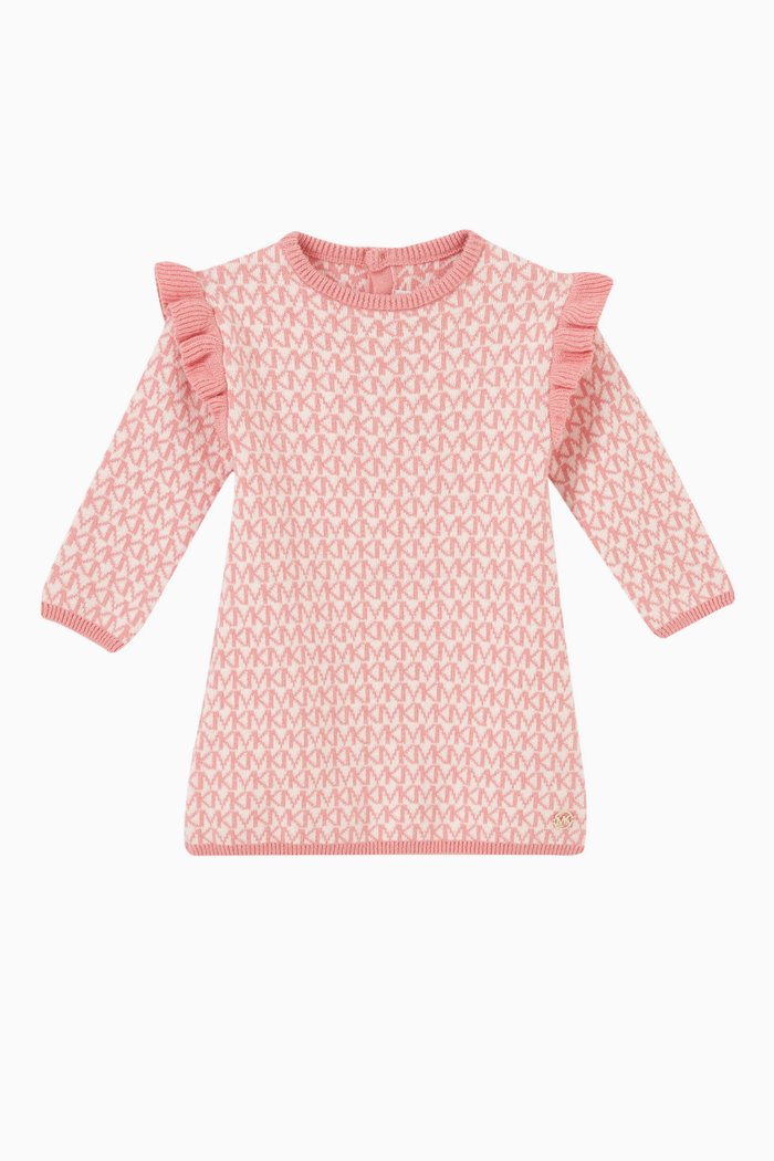 

Logo Knit Dress in Cotton Wool, Pink