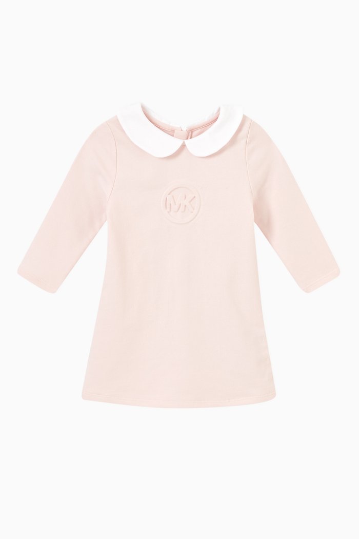 

Embossed Logo Dress in French Terry, Pink
