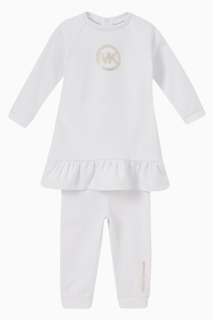 

Metallic Logo Dress and Leggings, Set of Two, White