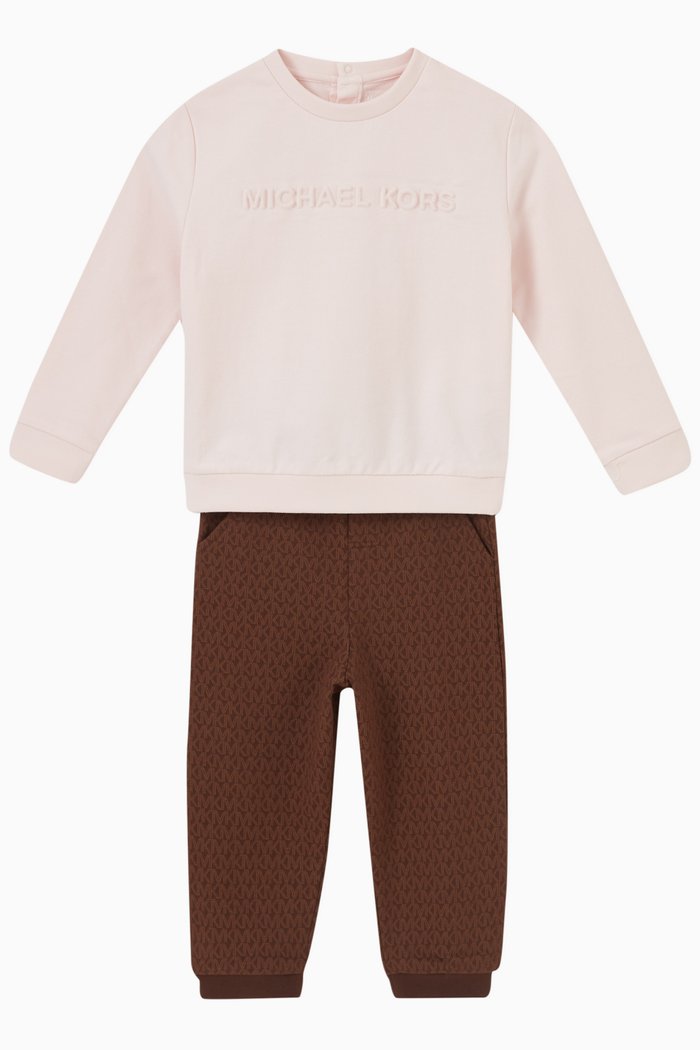 

Logo Print Sweatshirt and Pants, Set of Two, Pink