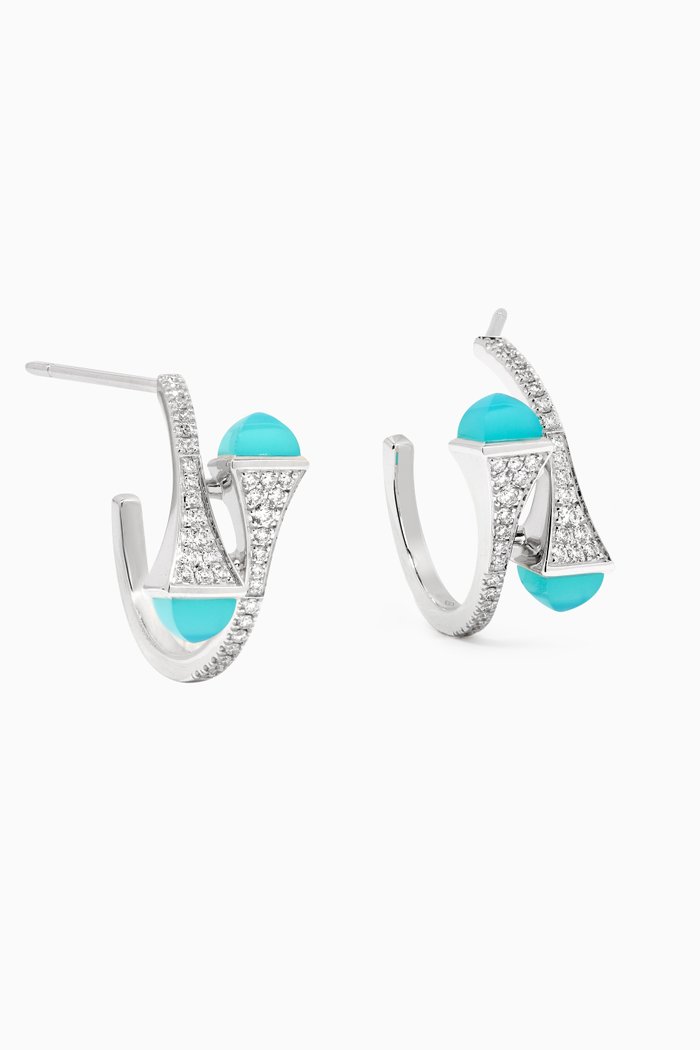 

Cleo Diamond Mini Hoop Earrings in 18kt White Gold, Silver