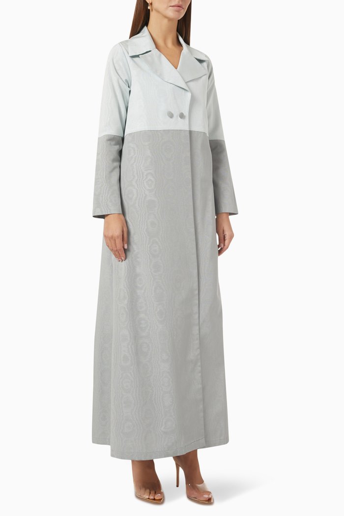 

Colour-block Abaya in Cotton, Blue