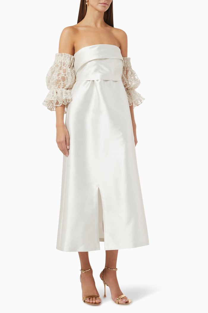 

Midi Dress in Satin, Neutral