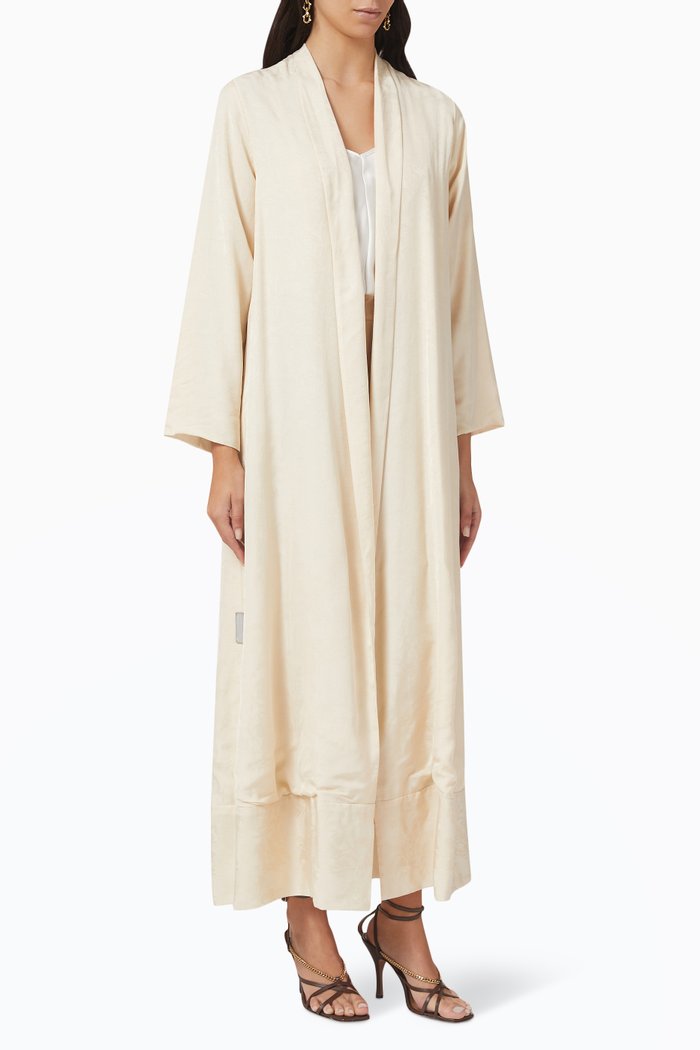 

Zainah Patterned Abaya in Cotton-silk, Neutral