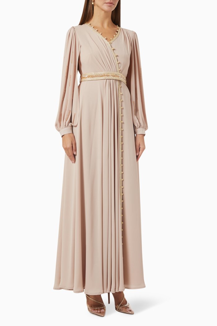 

Moroccan Maxi Dress in Soft Crepe, Neutral
