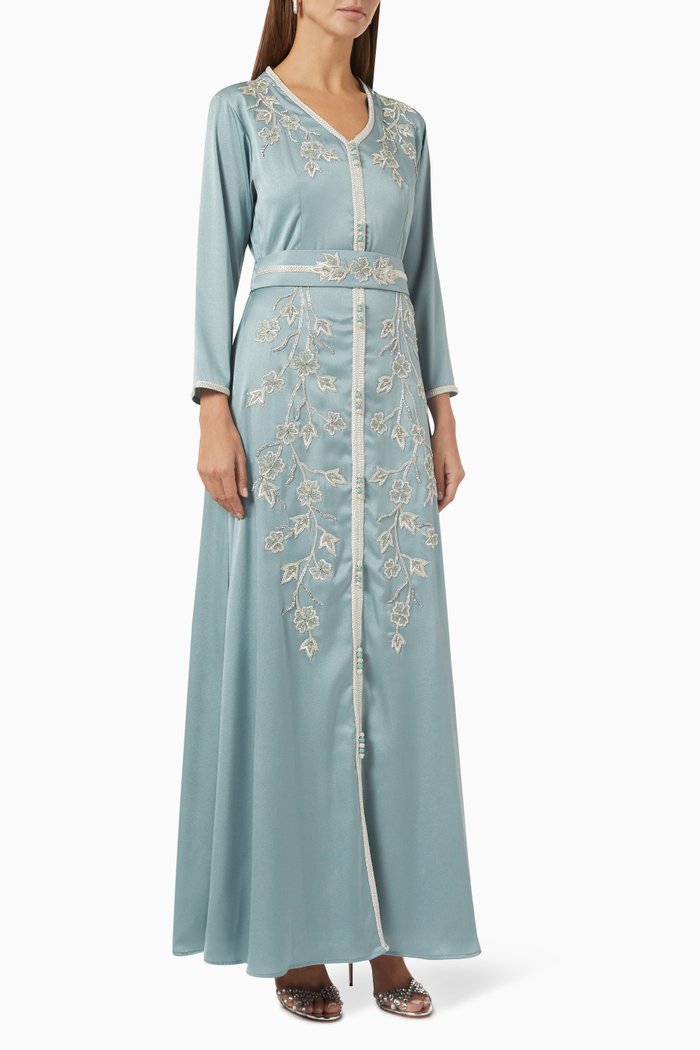 

Moroccan Maxi Dress in Soft Crepe, Green