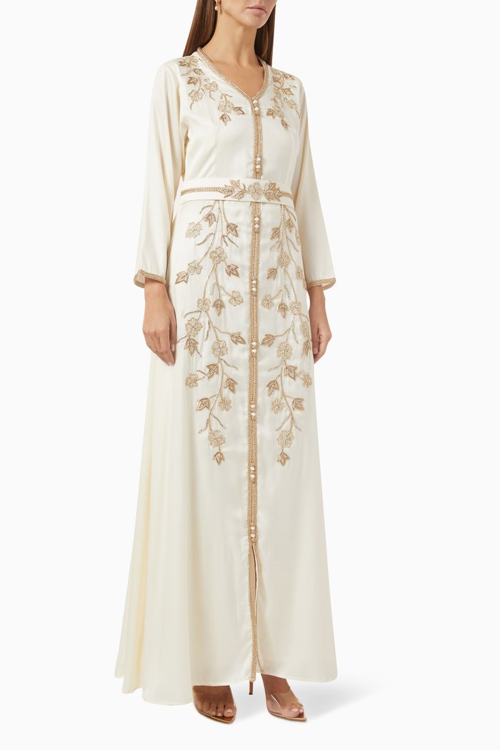 Moroccan Maxi Dress in Soft Crepe, White