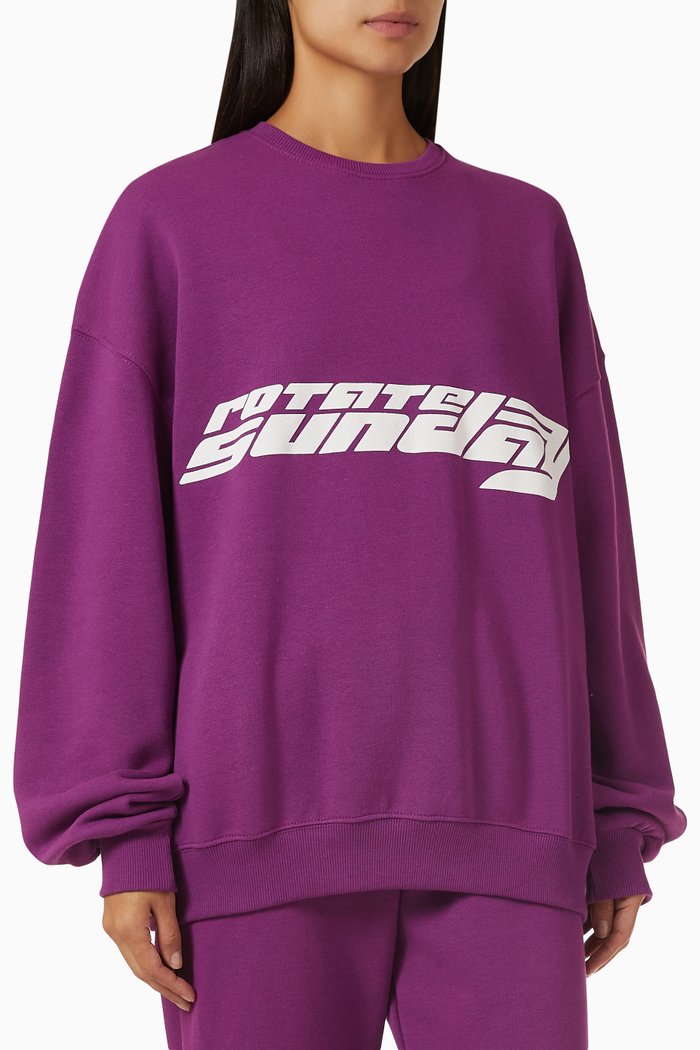 

Logo Print Crewneck Sweatshirt in Organic Cotton, Purple