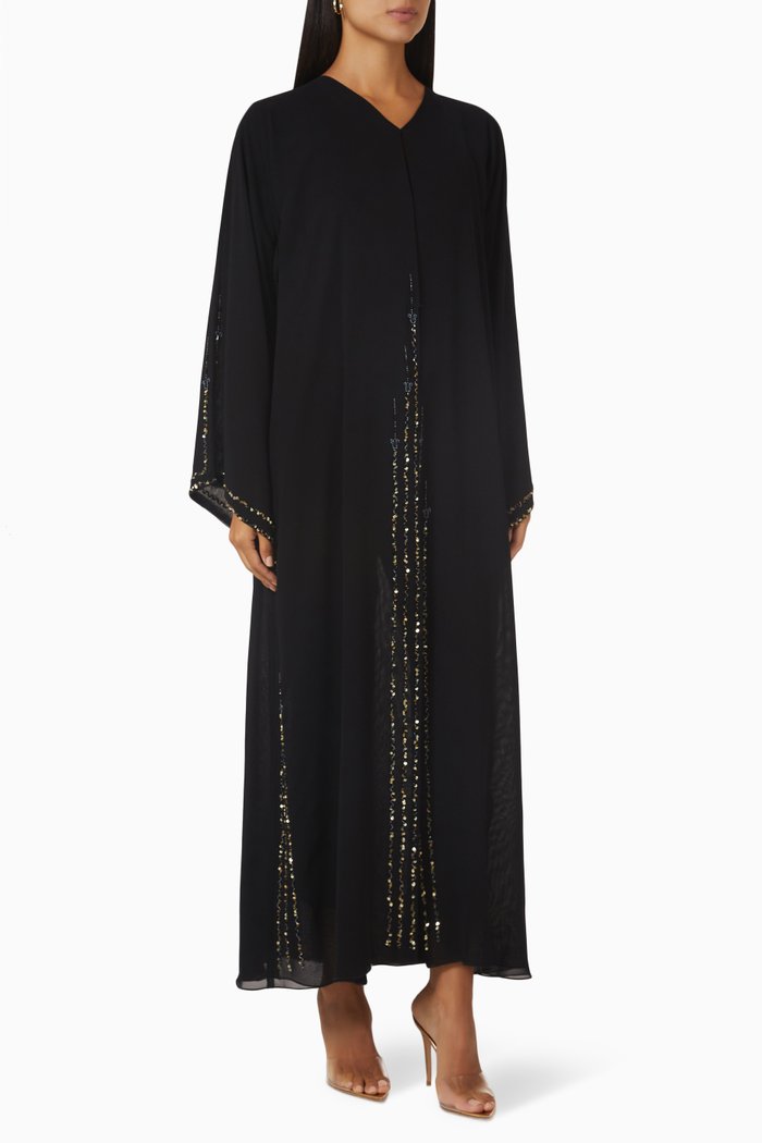 

Embellished Long Sleeve Abaya, Black