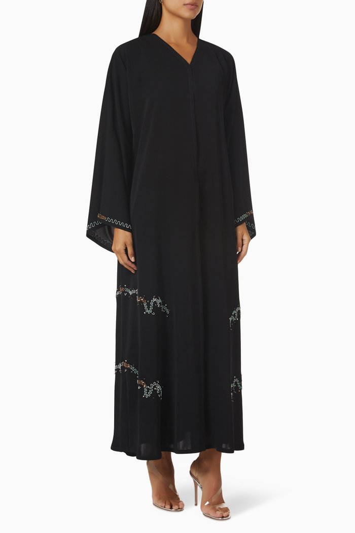 

Embellished Long Sleeve Abaya, Black