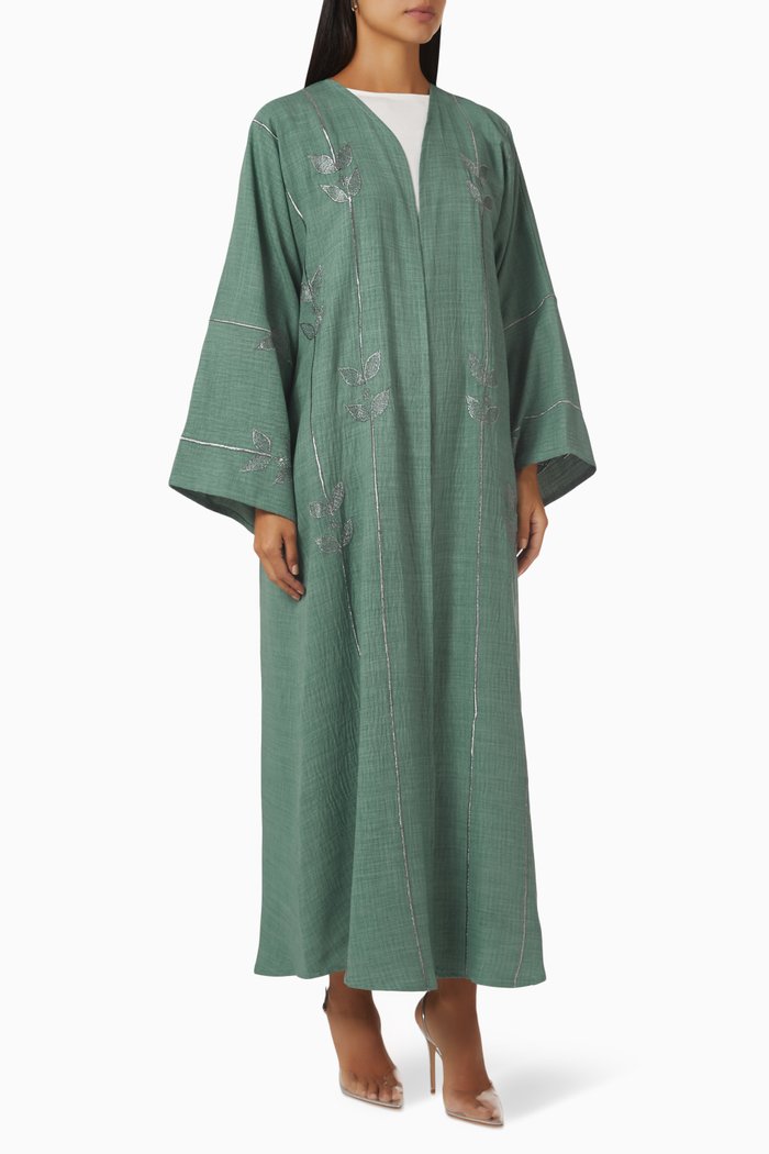 

Embroidered Abaya Set, Green